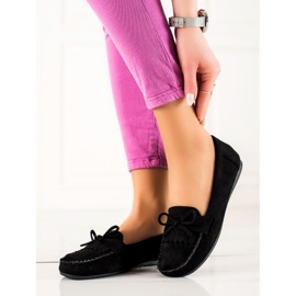 TRENDI Mocassins casuais de camurça preto 1