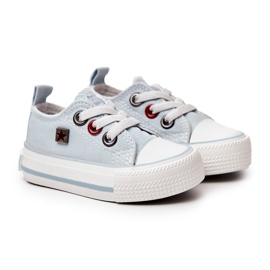 Big Star Tênis infantil clássico baixo grande estrela HH374198 azul branco 1