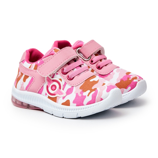 FR1 Tênis esportivo infantil com velcro rosa Bethy 1