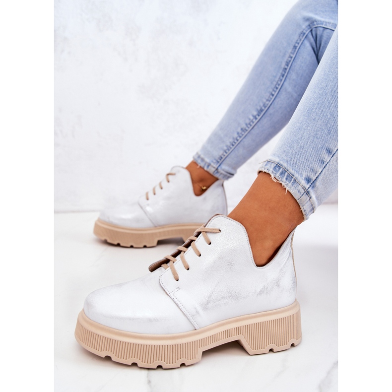 Brogues na sola maciça Nicole White-Silver 2701 branco prata 1