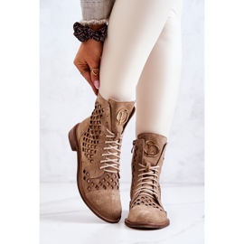 Botas de couro perfuradas Zazoo Camel 2695 castanho 2