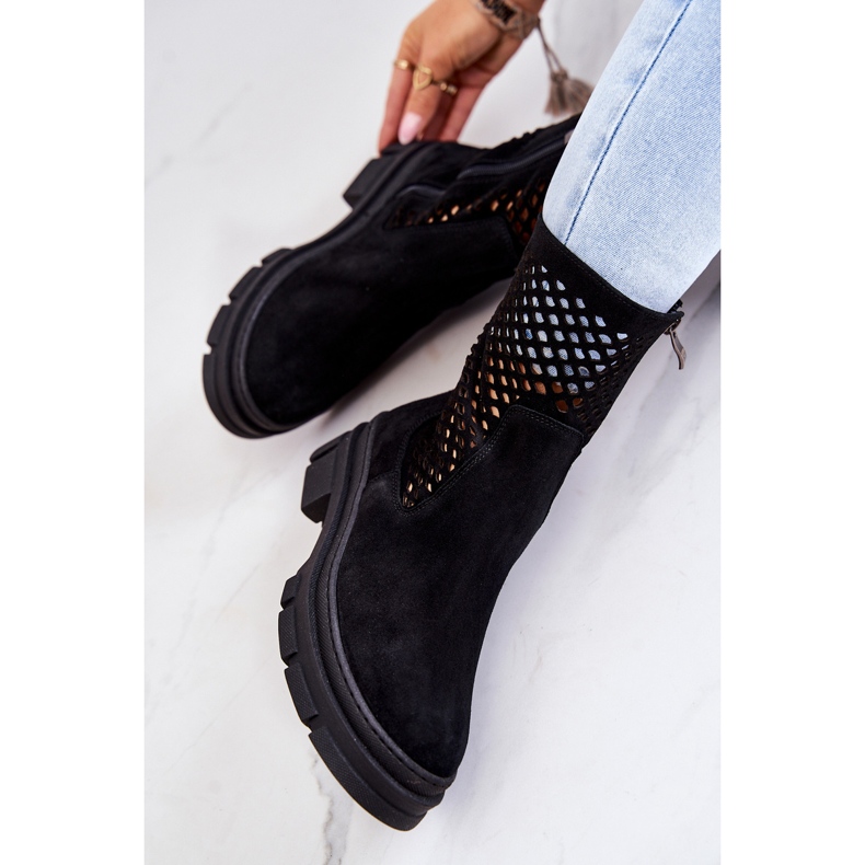 Botas de couro Trabalhadores Nicole Black 2711 preto 1