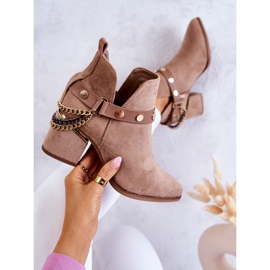 PS1 Botas femininas de camurça com correntes bege escuro Tracy 1