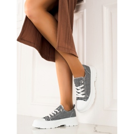 Bona Tênis xadrez baixo branco preto 2