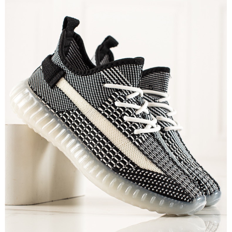 TRENDI Tênis masculino confortável branco preto 1