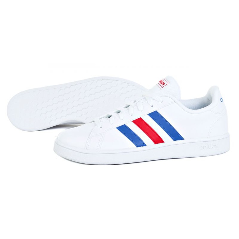 Sapatos Adidas Grand Court Base M EE7901 branco vermelho azul 1