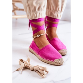 FB1 Alpargatas de camurça amarrada Fuchsia Ismanne rosa 1