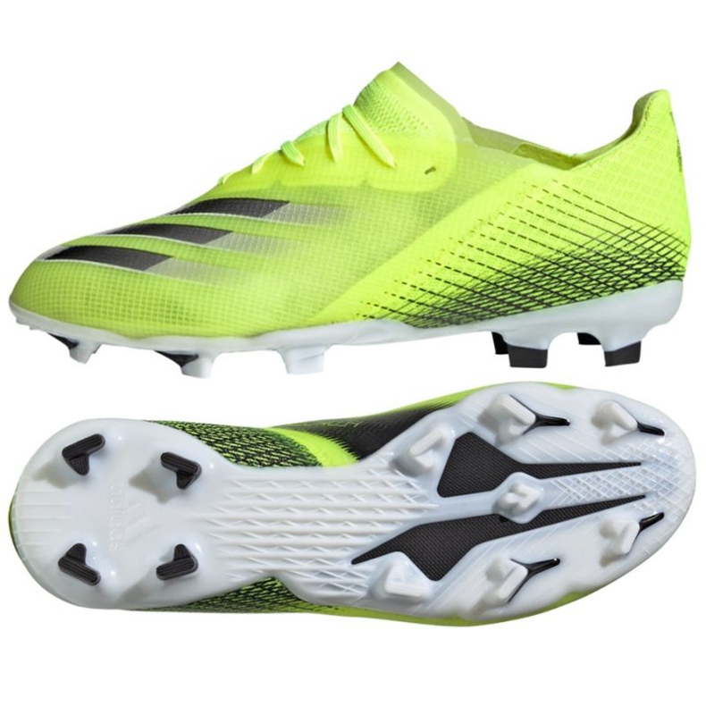 Chuteiras Adidas X Ghosted.1 Fg Jr FW6955 neon branco, amarelo-verde verde 1