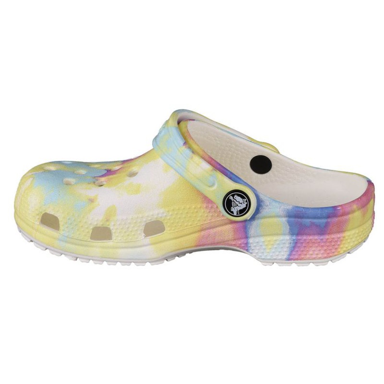 Crocs Classic Tie-Dye Graphic K Clog Jr 205451-94S multicolorido amarelo 1 Crocs Classic Tie-Dye Graphic K Clog Jr 205451-94S multicolorido amarelo 1