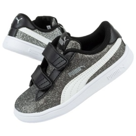 Puma Smash V2 Glitz Glam Jr 367380 04 preto prata 1