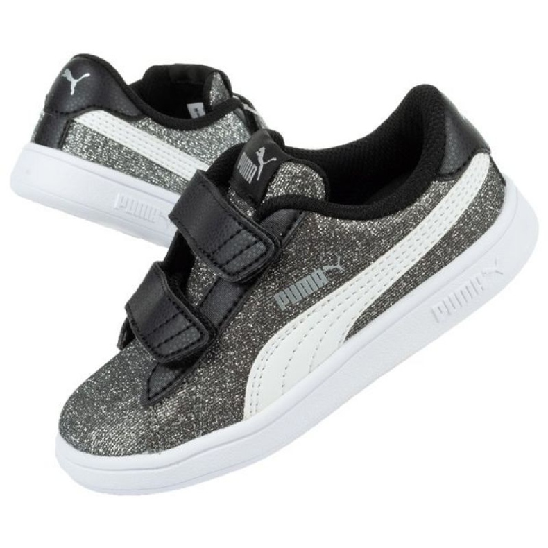 Puma Smash V2 Glitz Glam Jr 367380 04 preto prata 1
