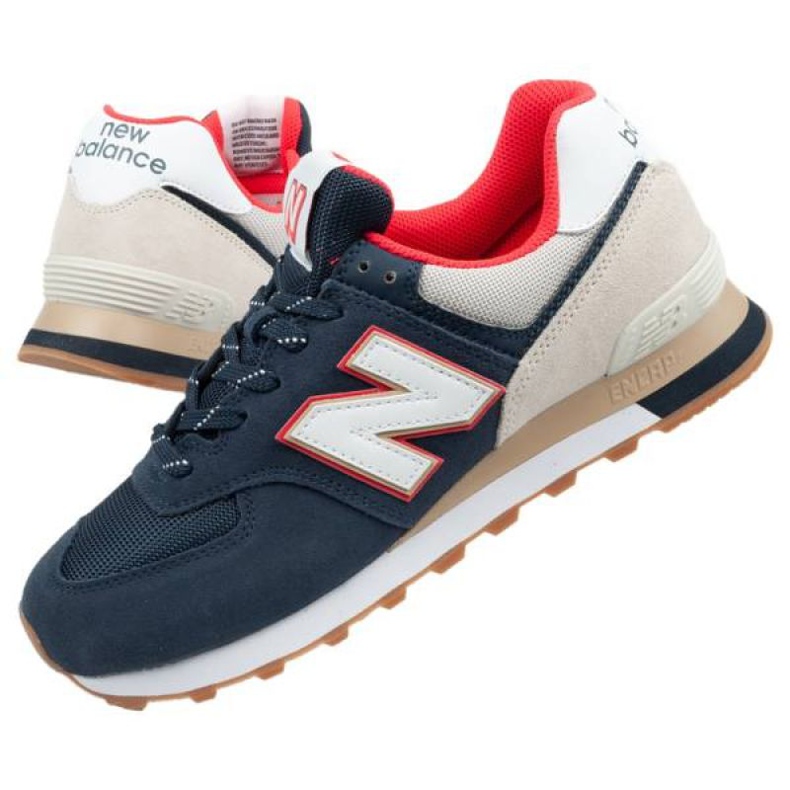 New Balance M Ml574Skb bege branco vermelho azul marinho 1