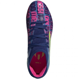Chuteiras Adidas X Speedflow Messi.3 Fg Jr FY6932 multicolorido azul 1 Chuteiras Adidas X Speedflow Messi.3 Fg Jr FY6932 multicolorido azul 1