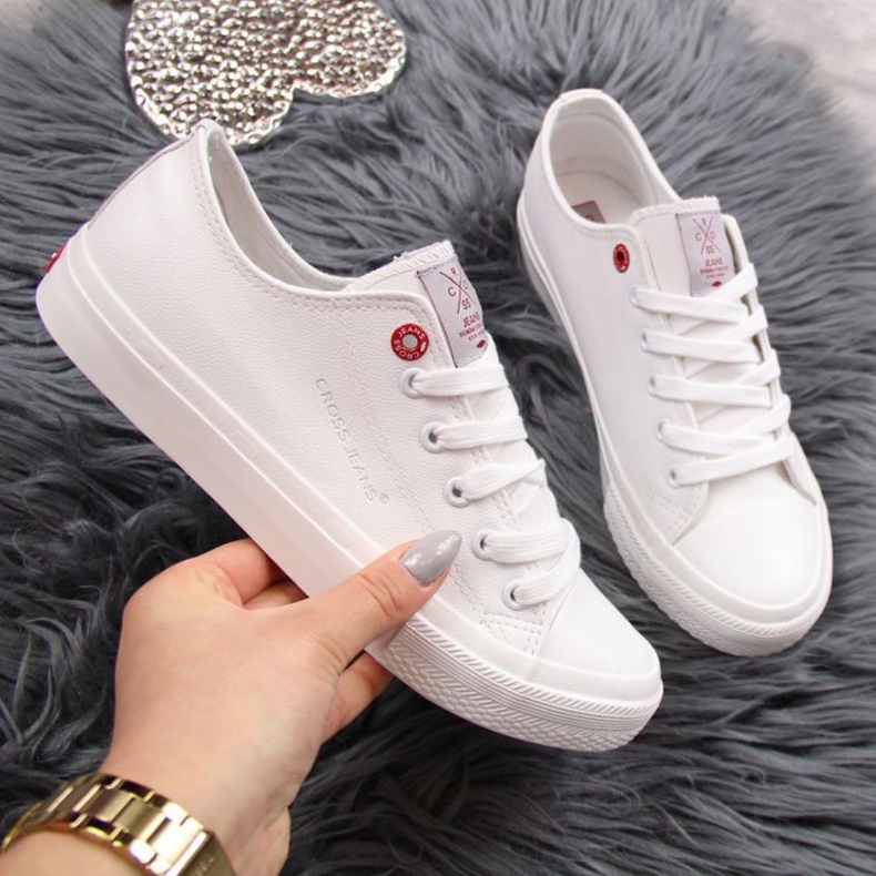 Tênis de couro ecológico de cano baixo Cross Jeans W INT1140B branco 1