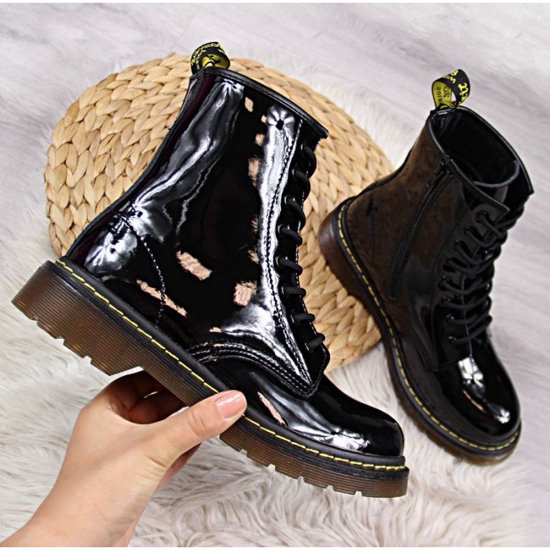 Botas de couro lacado Filippo W PAW78 com isolamento preto 1