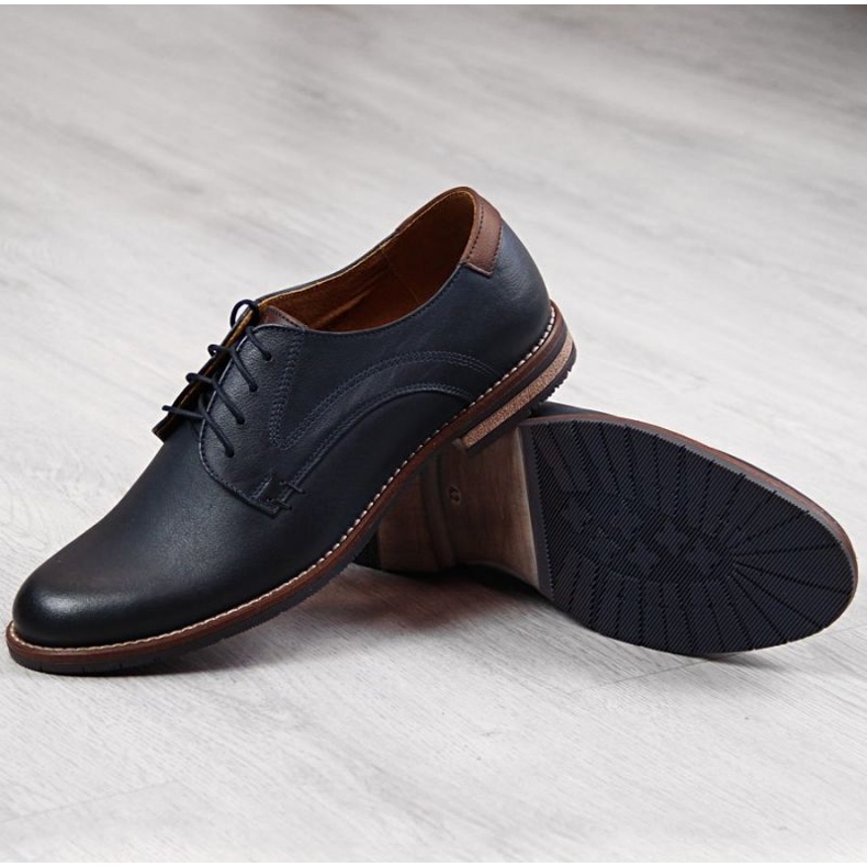 Sapatos de couro Gregor M 1836 azul marinho azul-marinho 1