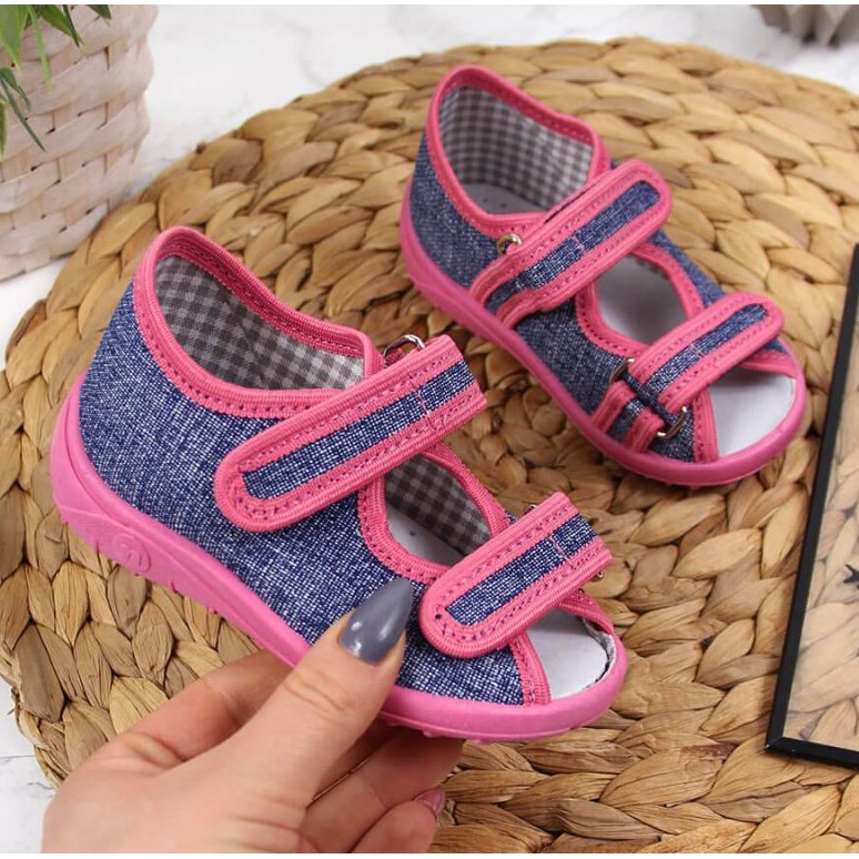 Chinelos domésticos Nazo TEX4B, azul marinho e rosa 1