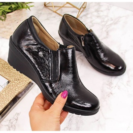 Sapatos de couro lacado Helios W 389 preto 1