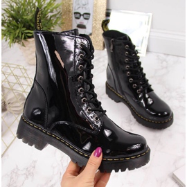 Botas de couro lacado preto Filippo W PAW80B 1