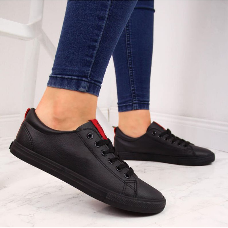 Tênis cano baixo de couro ecológico preto Big Star DD274687 2