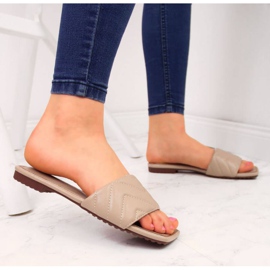 Chinelos acolchoados S. Barski W OLI103B bege 2