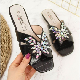 Chinelos pretos com pedras S. Bararski W OLI104 1