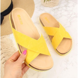 Chinelos de couro Big Star W HH274596 amarelos 1