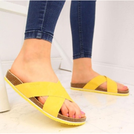 Chinelos de couro Big Star W HH274596 amarelos 2