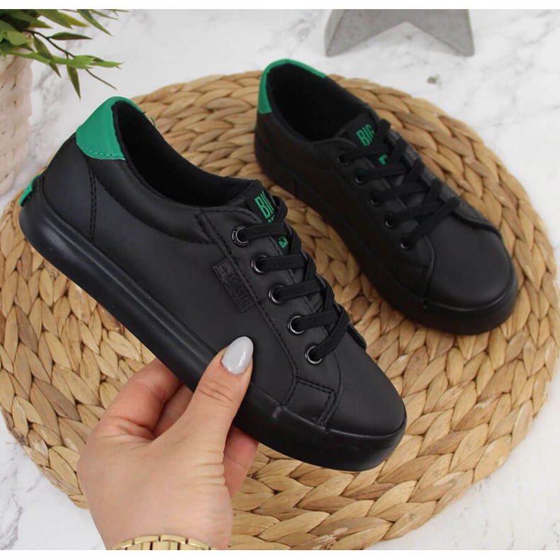 Tênis de couro low eco Big Star Jr DD374147 preto branco 1