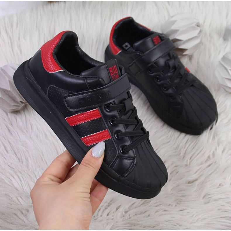 Tênis esportivos de velcro Big Star Jr GG374022 preto branco 1