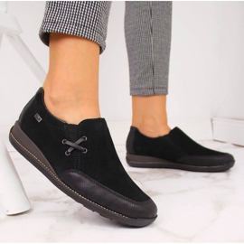 Sapatos de couro com cunha, pretos W Rieker 44259 2 Sapatos de couro com cunha, pretos W Rieker 44259 2