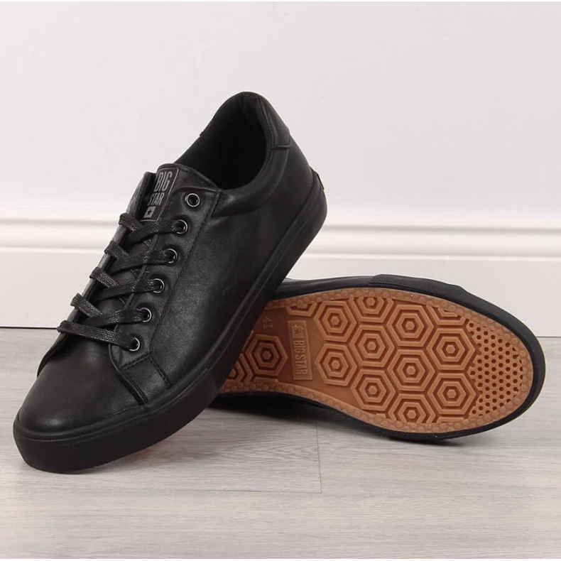 Tênis de couro ecológico de cano baixo Big Star M II174029 preto 1