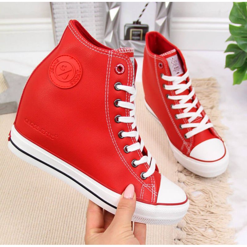 Tênis com cunha Cross Jeans W II2R4026C vermelho branco 1