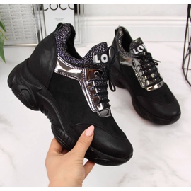 BM Tênis em uma cunha oculta Navy Dot W WOL9 preto 1