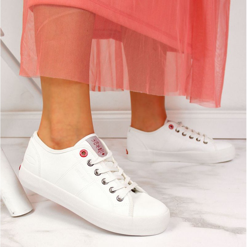 Tênis de cano baixo com Cross Jeans de couro ecológico W II2R4004C branco 2