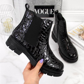 Botas com isolamento de couro Rieker W Z9152-00 pretas branco preto 1