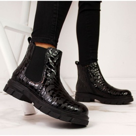 Botas com isolamento de couro Rieker W Z9152-00 pretas branco preto 2