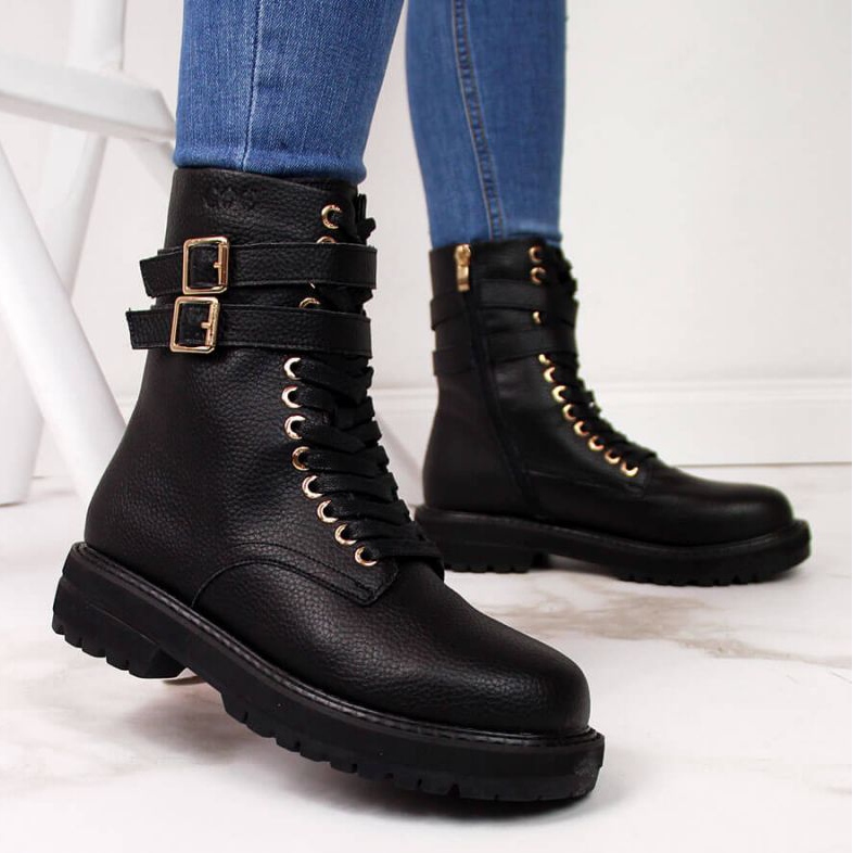 Botas pretas com fivelas Goe W II2N4023 preto 2
