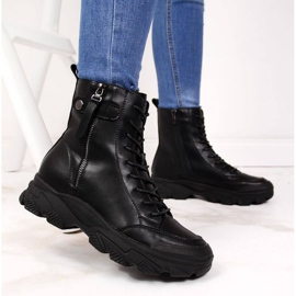 Botas de couro na plataforma Goe W II2N4031 preta preto 2