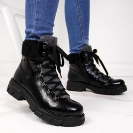 Botas pretas lacadas com isolamento W Rieker Z9132 preto azul 2