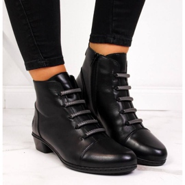 Botas de couro, salto alto, Rieker W Y0769 preto 2