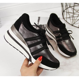 Sapatos de couro em cunha T.Sokolski W SCA139 prata preto 1