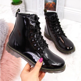 Botas lacadas quentes Miss❤E Jr EVE251A pretas branco preto 1