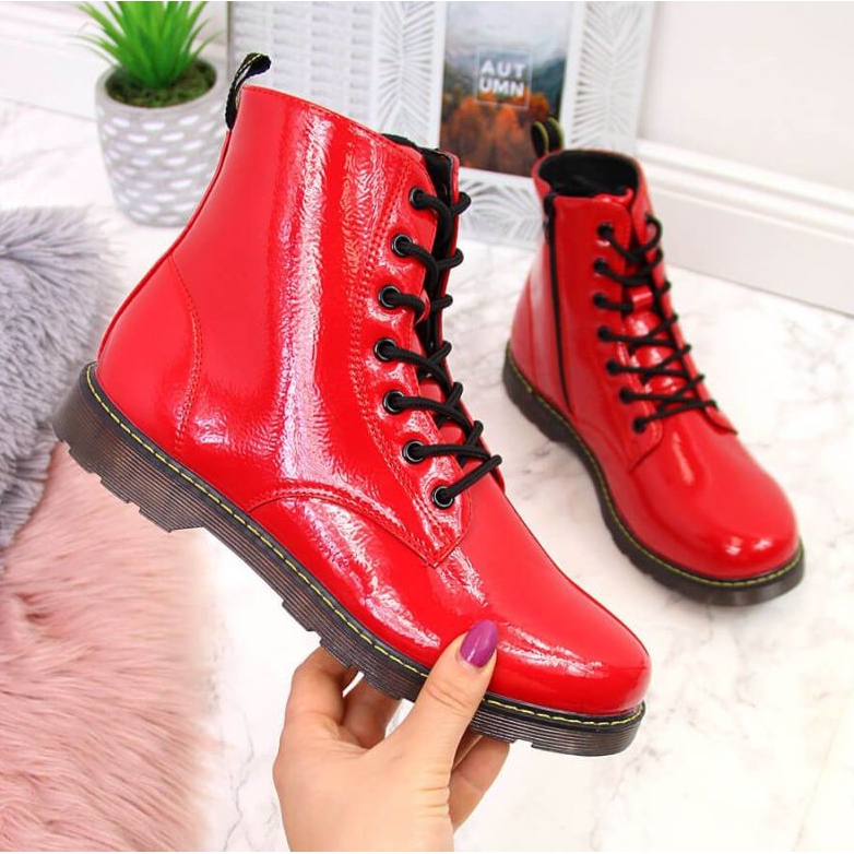 Botas lacadas com isolamento Miss E Jr EVE251C vermelho branco 1