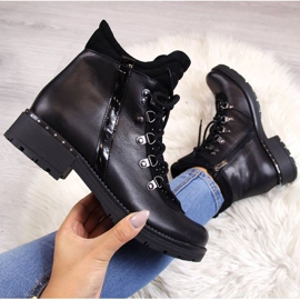 Botas de couro com zircônia cúbica Dolce Pietro W P56 preta preto 1