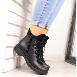 Botas de couro com zircônia cúbica Dolce Pietro W P56 preta preto 2