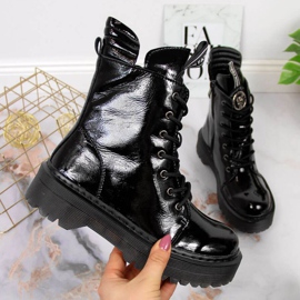 Botas de couro lacado preto Filippo W PAW297 1