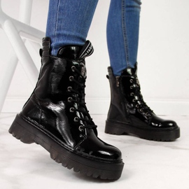 Botas de couro lacado preto Filippo W PAW297 2