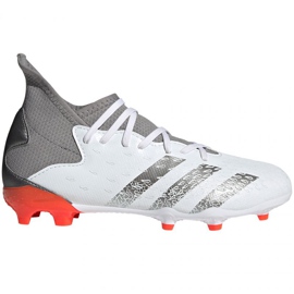 Chuteiras Adidas Predator Freak.3 Fg Jr FY6280 branco, branco, cinza / prata branco 2