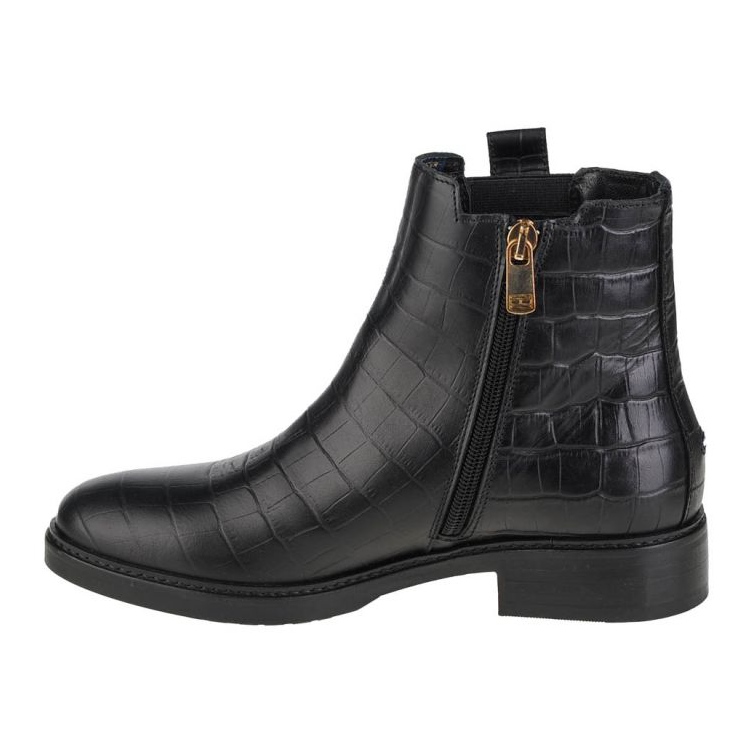 Bota lisa elegante Tommy Hilfiger Croco Look W FW0FW05348-BDS preto 1
